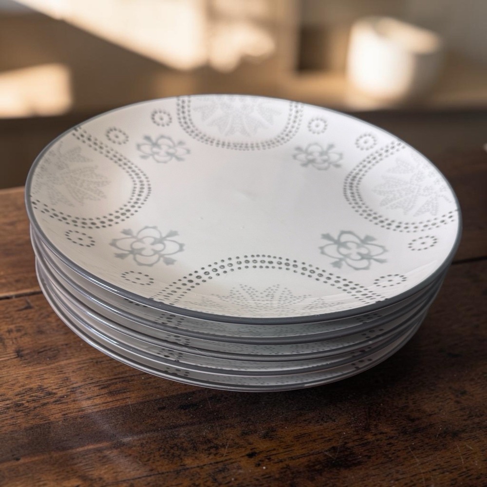 FIVE (5) Phara Grey by Baum Brothers Dinner Plates, 10 1/4"